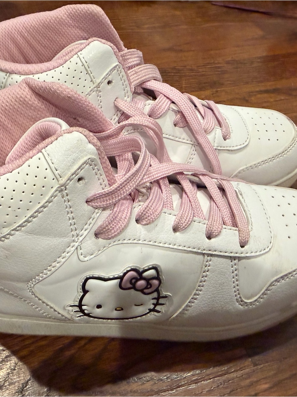 Hello Kitty White and Pink High-Top Kids Sneakers